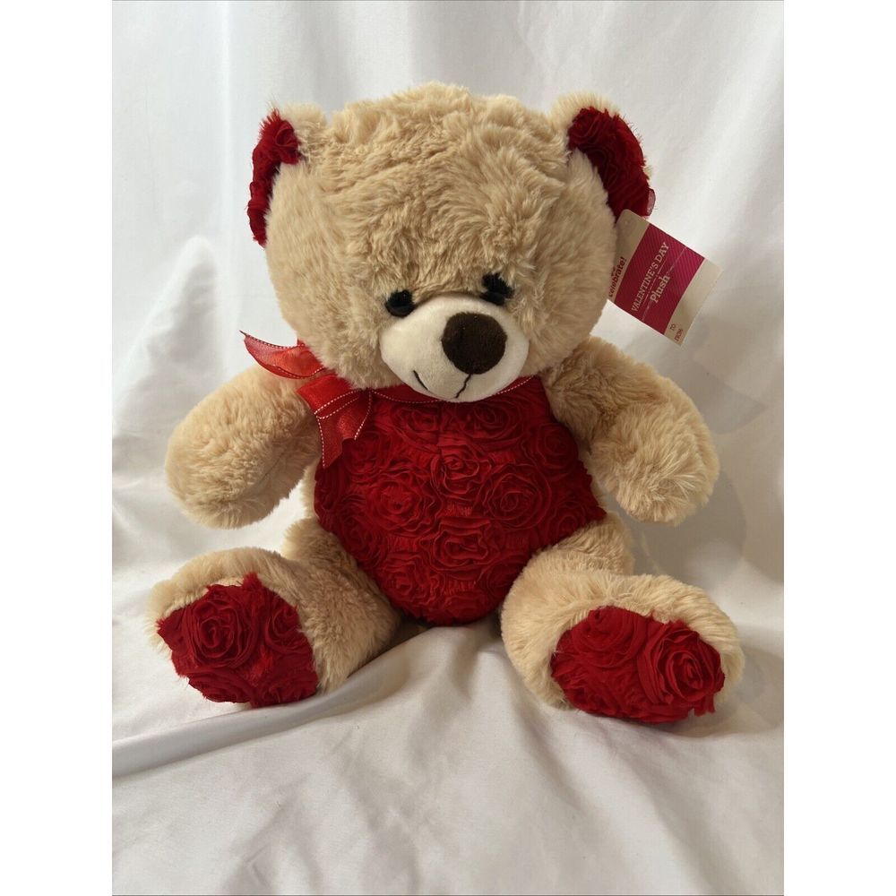 Way To Celebrate‎ Valentine's Day Plush Rose Red Honey Teddy Bear Stuffed 14"